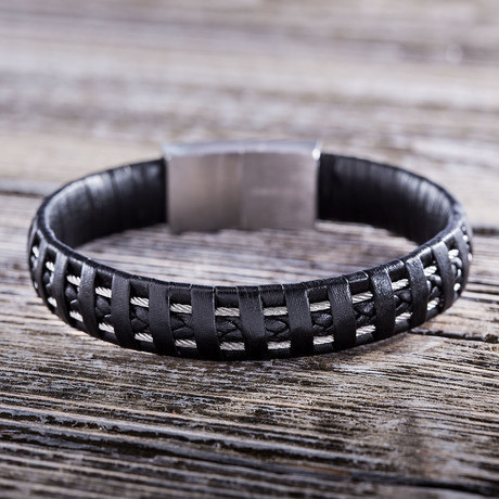 Wire + Braided Leather Bracelet