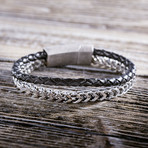 Creed Franco Chain + Black Braided Leather Bracelet