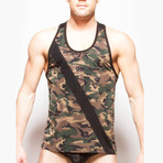 Combat Tank // Black + Green Camo (M)