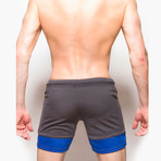 Elysium Pro Shorts // Charcoal + Cyan (S)