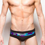 Tech-Pro Swimwear // Black + Aqua Camo (M)