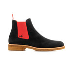 Chelsea Boot Suede // Crepe Sole // Black + Red (Euro: 47)