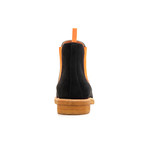 Suede + Crepe Sole Chelsea Boots // Black + Orange (Euro: 39)