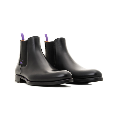 YF Calf Leather Chelsea Boots // Black + Purple (Euro: 39)