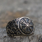 Mammen Ornament + Vegvisir Ring // Silver (10.5)