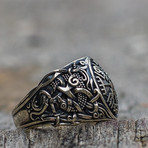 Mammen Ornament + Vegvisir Ring // Silver (10.5)