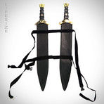 King Arthur // Lancelot Handmade Twin Swords // Set of 2 + Harness