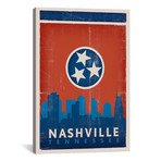 State Flag with Downtown Skyline // Anderson Design Group (18"W x 26"H x 0.75"D)