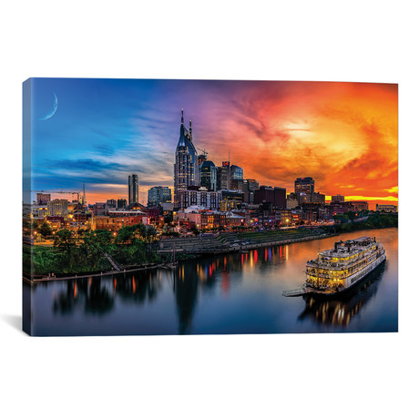 Southern Sky Sunset Over Nashville // Jonathan Ross Photography (18"W x 26"H x 0.75"D)