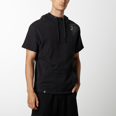 Peached Short Sleeve Hoodie // Black (S)