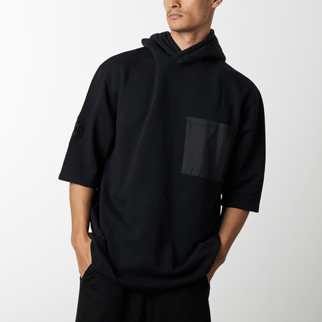 Weathered 3/4 Hoodie // Black (S)