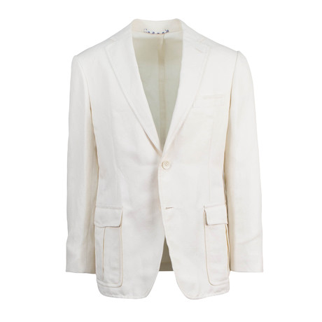 Cotton-Linen 2-Button Trim Fit Sport Coat // White (Euro: 50R)