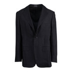 Windowpane Silk 3 Roll 2-Button Sport Coat // Black (Euro: 50R)
