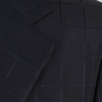 Windowpane Silk 3 Roll 2-Button Sport Coat // Black (Euro: 50R)