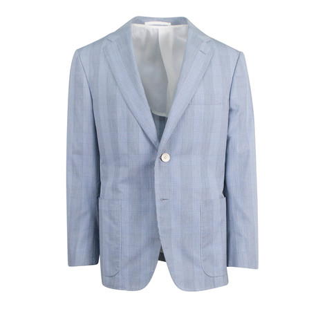 Plaid Cotton 2-Button Trim Fit Sport Coat // Blue (Euro: 50L)