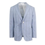Plaid Cotton 2-Button Trim Fit Sport Coat // Blue (Euro: 50L)