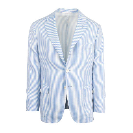 Linen 3/2-Button Trim Fit Sport Coat // Blue (Euro: 52)
