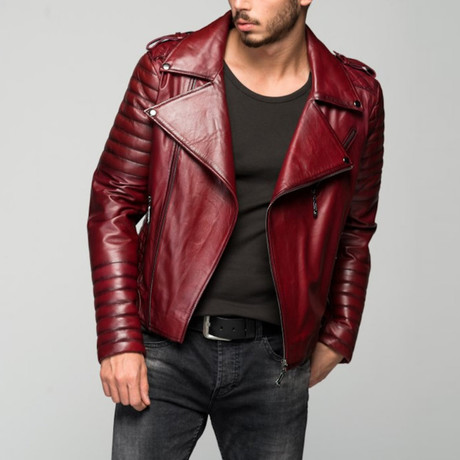 Elvezio Leather Jacket // Claret Red (XS)