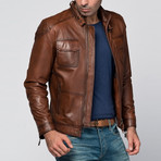 Fulvio Leather Jacket // Antique Brown (XL)