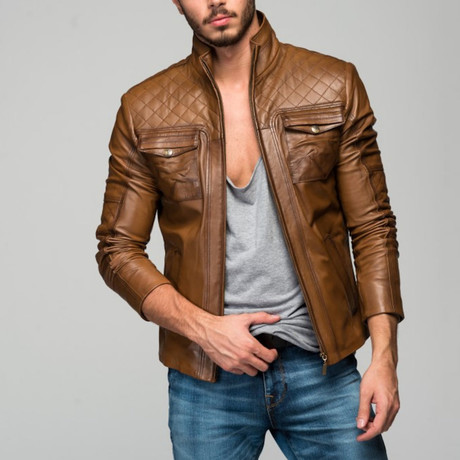 Eutalio Leather Jacket // Antique Brown (XS)