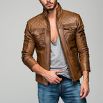 Eutalio Leather Jacket // Antique Brown (2XL)