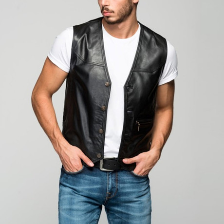 Coriolano Leather Vest // Black (XS)