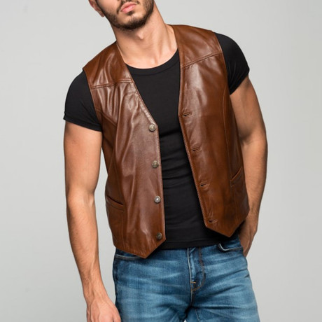 Soriano Leather Vest // Antique Brown (XS)