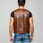 Soriano Leather Vest // Antique Brown (2XL)