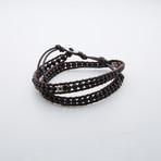 Jean Claude Jewelry // Double Wrap Agate Bracelet + Skull // Black + Silver