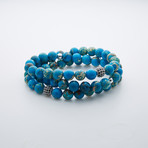 Double Wrap Emperor Stone Bracelet // Blue Multi