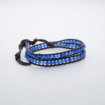 Double Wrap Shamballa Malay Jade Bracelet // Blue