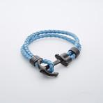 Jean Claude Jewelry // Leather + Anchor Bracelet // Light Blue + Black