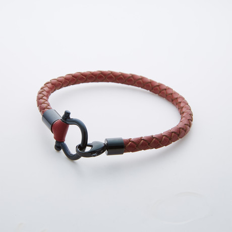 Jean Claude Jewelry // Leather + Stainless Steel "D" Clamp Bracelet // Brown + Black