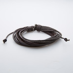 Jean Claude Jewelry // Multi-Layer Braided Leather Bracelet // Brown + Gold