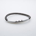 Jean Claude Jewelry // Leather + Stainless Steel Adjustable Bracelet // Black + Silver