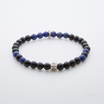 Dell Arte // Black Onyx + Natural Lapis Beaded Bracelet // Multicolor