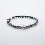Dell Arte // American Pride Round Hematite Beads // Silver