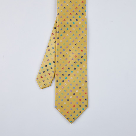 Satin Floral Neat Tie // Yellow