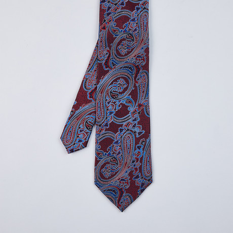 Bold Paisley Silk Woven Tie // Red