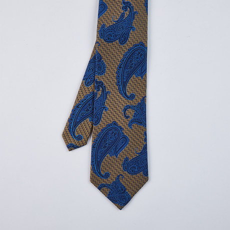 Large Paisley Silk Woven Tie // Taupe