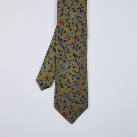 Small Floral Design Tie // Deep Gold