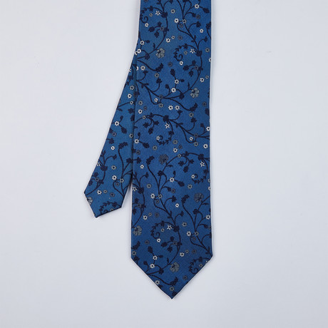 Small Floral Design Tie // Blue
