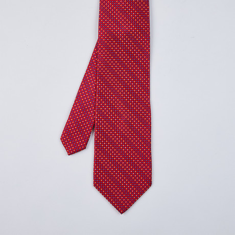 Bright Neat Multi Silk Woven Tie // Fire Red