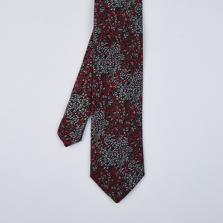 Abstract Floral Design Tie // Burgundy