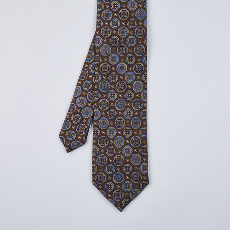 Circle Medallion Silk Woven Tie // Brown