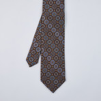 Circle Medallion Silk Woven Tie // Brown