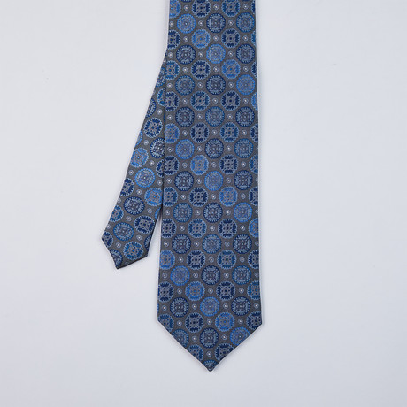 Circle Medallion Silk Woven Tie // Gray