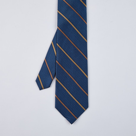 Thin Stripe Silk Woven Tie // Slate Blue