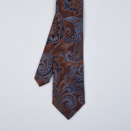 Multi Paisley Silk Woven Tie // Bronze