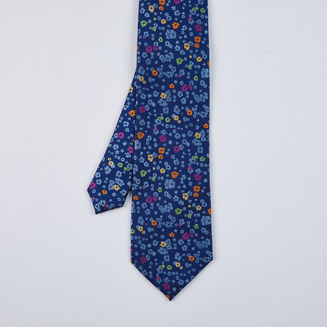 Multi Silk Woven Tie // Navy
